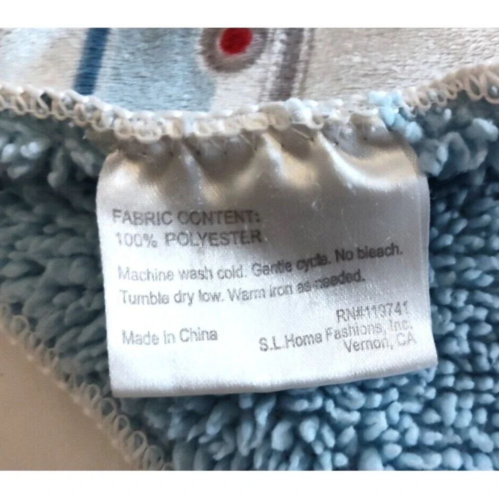 SL Home Fashions 119741 Train Plush Baby Blanket Blue Sherpa White Red Security